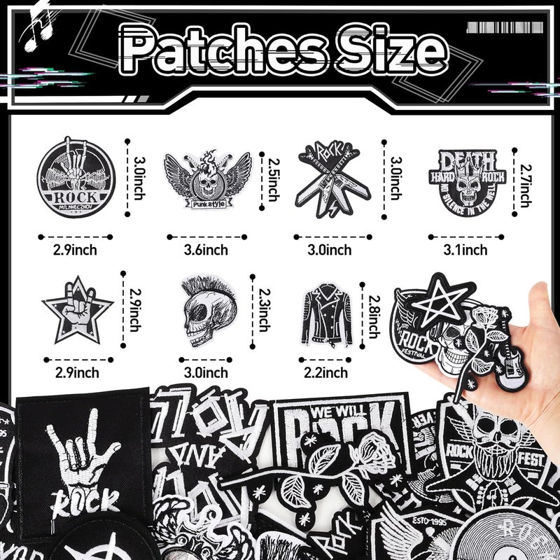Meneng Punk Rock Iron On Patches for Jackets: 45Pcs Dark Goth Patch for DIY Crafts - Vintage Skull Sew On Appliques Patches for Jeans Vests Hats Backpacks Shirts - Image 4